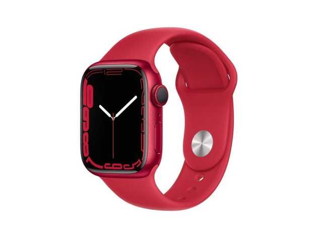 Apple Watch Series 7 (2021) with Silicone Band - 41mm/Red (Refurbished Grade A: GPS + Cellular)