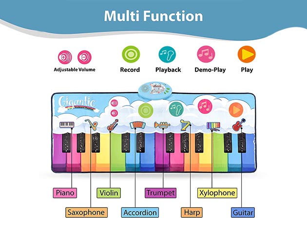 Large 4Ft Portable Floor Piano Play Mat for Kids