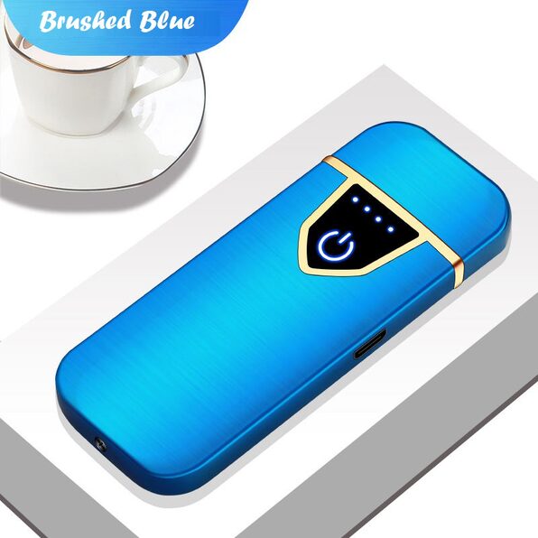 Slimline Windproof Rechargeable Lighter (Brushed Blue) - Product Image