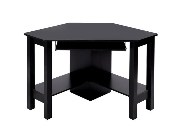 Costway Wooden Corner Desk With Drawer Computer PC Table Study Office Room Black