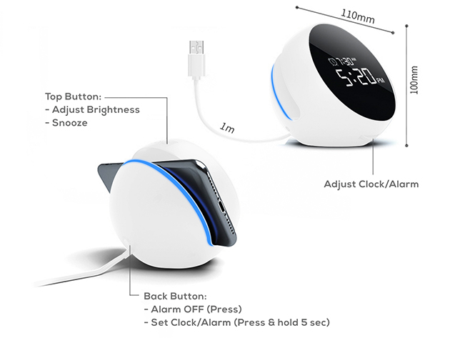 Desktop Wireless Charger with Alarm Clock