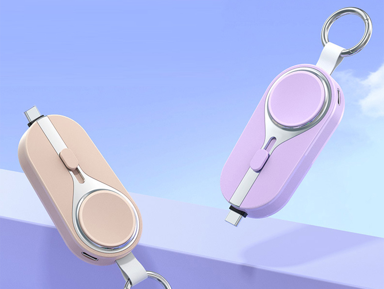 iCharge Nano 2000mAh Keychain USB-C Power Bank & Apple Watch Charger (Lovely Lavender)