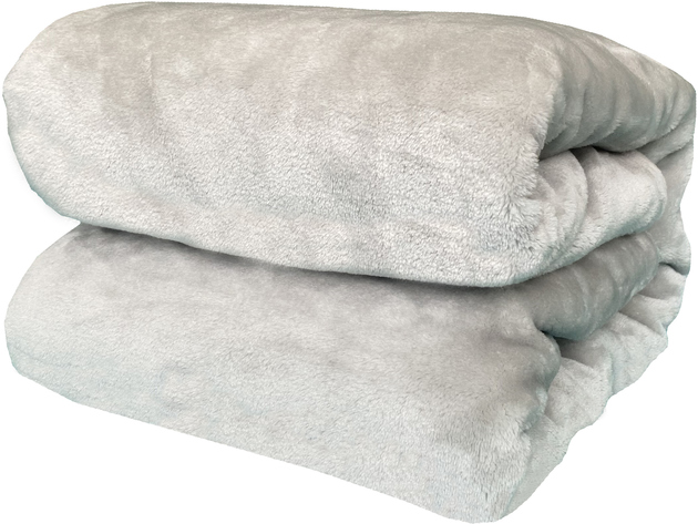 Spyder Flannel Ultra Plush Bed Blanket Interwoven Strength - Queen 90"x90" Light Grey