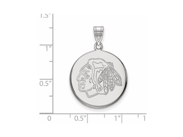 14k White Gold NHL Chicago Blackhawks Large Disc Pendant
