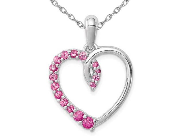 1/2 Carat (ctw) Lab-Created Pink Sapphire Heart Pendant Necklace in  Sterling Silver with Chain StackSocial