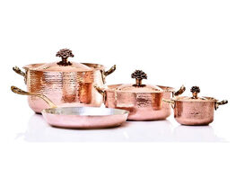 Copper Cookware Set of 7 Flower Lid 