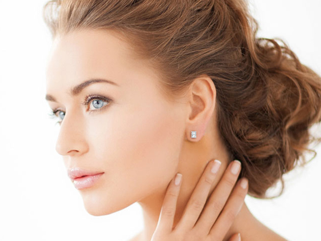 Emerald Cut Aquamarine Earrings In Sterling Silver