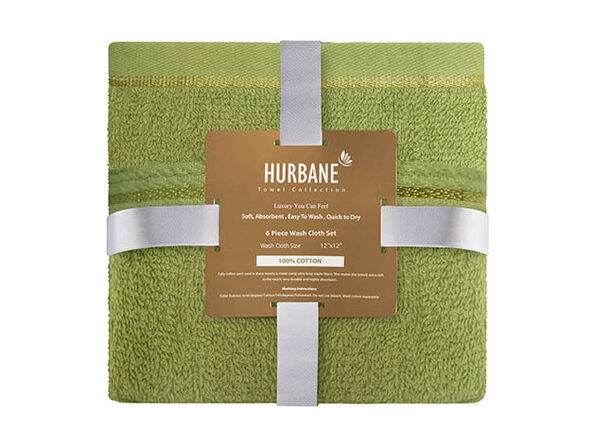 Hurbane Home 6 Piece Washcloth Set Green - Product Image