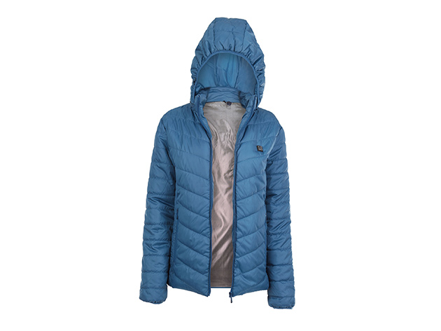 CALDO-X Heated Jacket with Detachable Hood (Denim/Medium, Requires Power Bank)