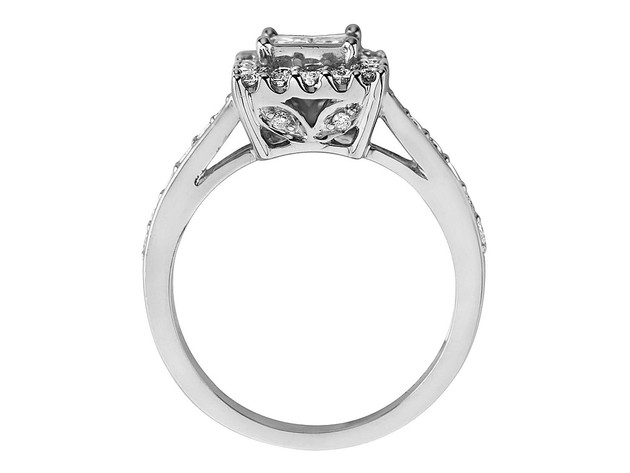 Princess Cut Diamond Engagement Ring & Wedding Band Set 1.50 Carat (ctw) in 14K White Gold - 8.5