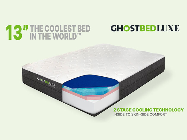 GhostBed® Luxe 13" Cooling Mattress (Split King) + Adjustable Base