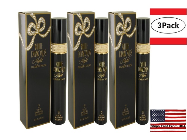 3 Pack White Diamonds Night by Elizabeth Taylor Eau De Toilette Spray 3.4 oz for Women