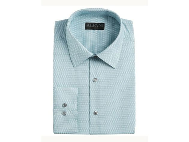 Alfani Men's Slim-Fit Performance Stretch Dress Shirt Green Size 17x36-37