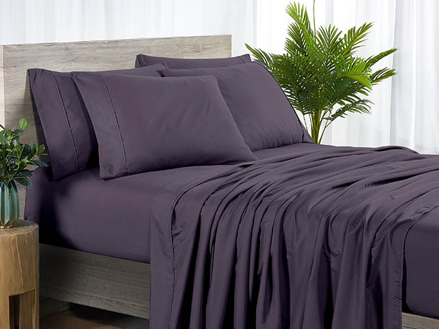 Bamboo 2000 Count 6-Piece Sheet Set with SnugGrip (Purple/Queen)