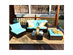 Costway 5 Piece Patio Furniture Set Sectional Conversation Sofa Set w/ Coffee Table Blue