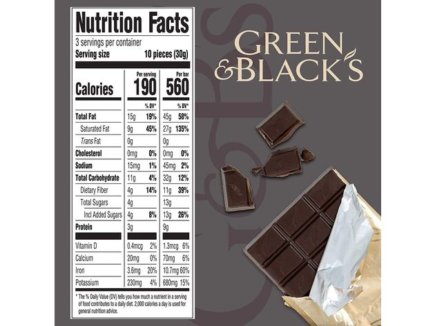 Green and Black's 85 Percent Cacao Organic Semi Sweet Dark Chocolate Bar, 3.17 Ounce