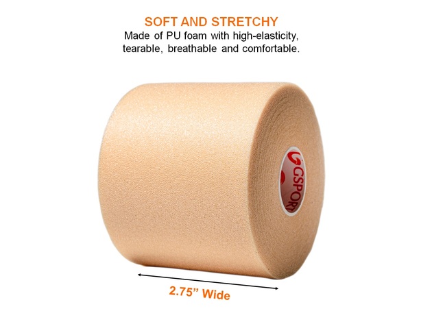 GSPORT Foam Underwrap - Sports Prewrap for Athletic Tape Comfortable for your Skin - 7 CM x 27 M (4 Pack)