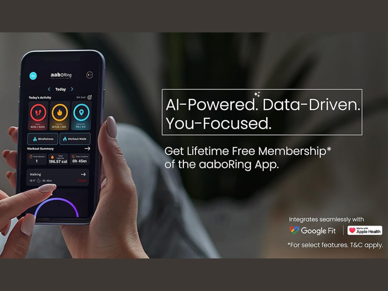 aaboRing Health & Fitness Tracker Smart Ring (Silver/Size 13)