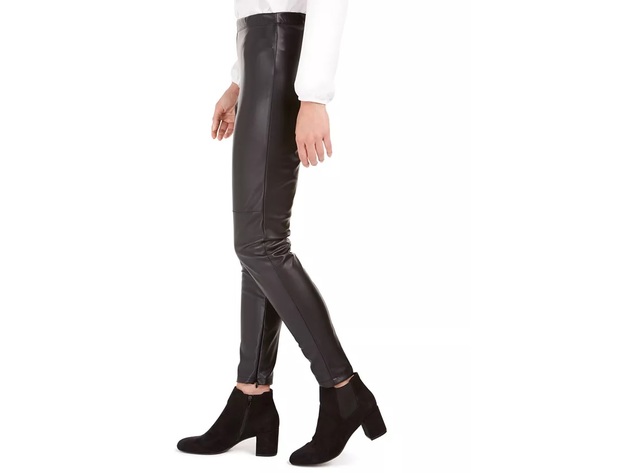 Bar III Women's Faux-Leather Skinny Pants Black Size Small