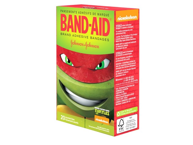 Band-Aid Nickelodeon Teenage Mutant Ninja Turtles Assorted Sizes Bandages, 20 Count