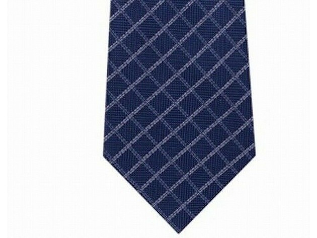 Michael Kors Mens Classic Textured Grid Silk Neck Tie Blue 3 1/8" Blue Size Regular