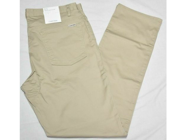 Calvin Klein Men's Classic Slim-Fit Pants Beigie Size 32X32
