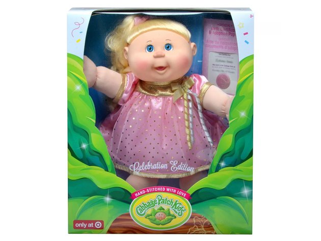 Cabbage Patch Kids 14 Inches Celebration Blue Eyed Kid Baby Doll, Open Your Heart and Home by Taking The Oath of Adoption, Pink & Gold