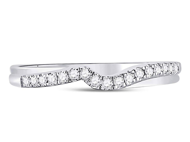 Diamond Contoured Wedding Band 1/8 Carat (ctw H-I, I1-I2) in 10K White Gold - 8