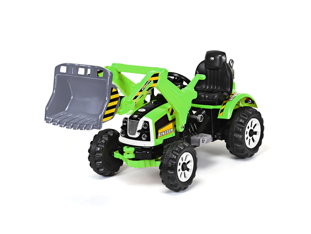 Kids Ride On Excavator Truck 12V Battery Powered Front Loader Digger BlueGreen - Green