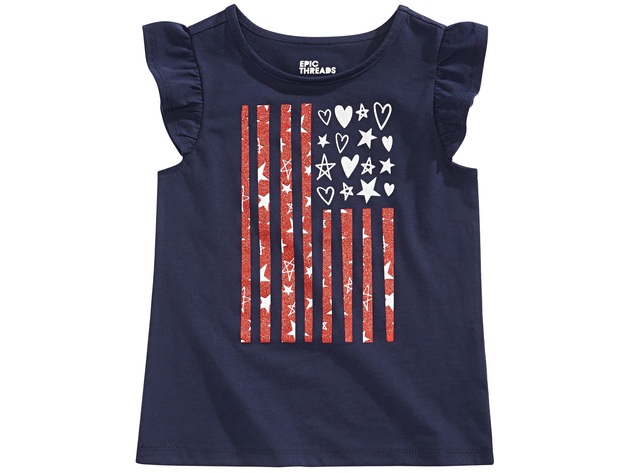 Epic Threads Toddler Girls Flag-Print T-Shirt Navy Size 3T