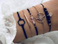 5PC Rose Gold Mariner Pendant Black Chakra Bracelet Set