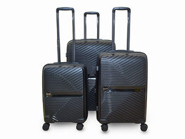 Luan Wave 3-Piece Luggage Set (Black)