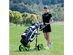 Costway Foldable 3 Wheel Push Pull Golf Club Cart Trolley w/Seat Scoreboard Bag Swivel - Black and Green