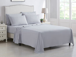 Kathy Ireland 6-Piece Brushed Microfiber Sheet Set (Light Grey/King)