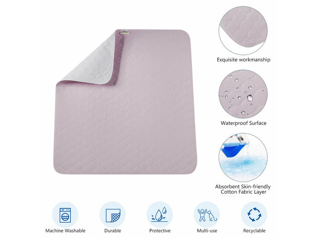 Costway 4 Piece Washable Underpads Reusable Bed Pads Waterproof Incontinence 34'' x 36'' - Pink+ White