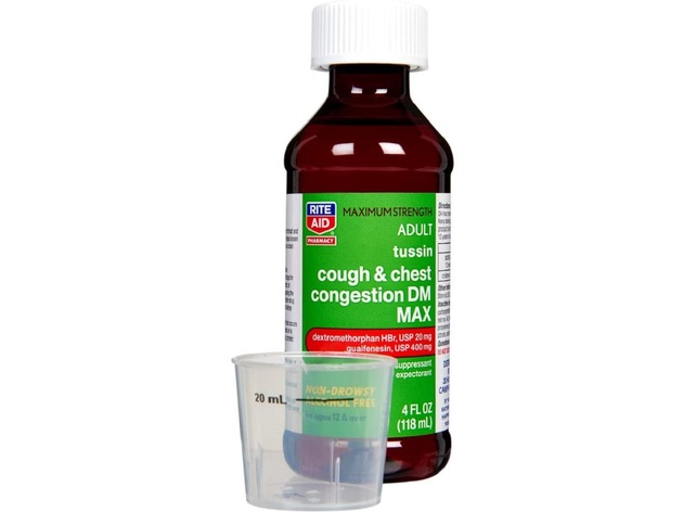 Rite Aid Tussin DM Cough Suppressant and Chest Congestion Medicine For Adults, Maximum Strenght and Non Drowsy, 8 Ounce