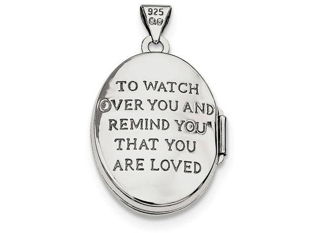 Oval Guardian Angel Locket in Sterling Silver