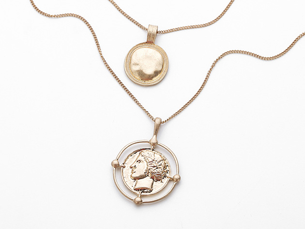 2-Piece Coin Head Necklace