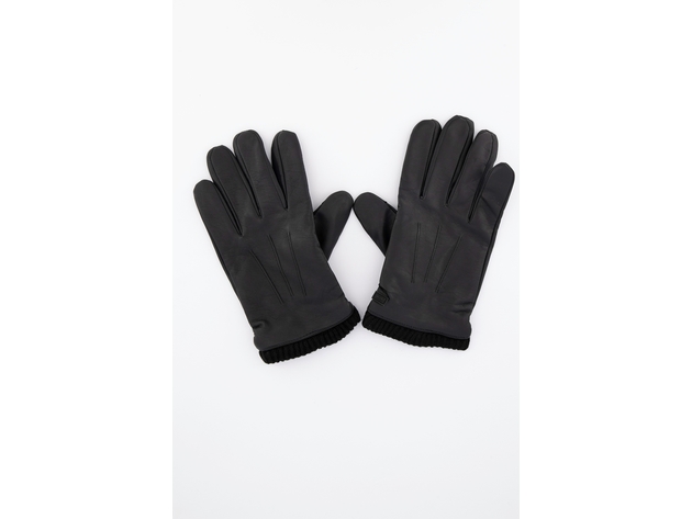 Calvin Klein Men's Triple Point Knit-Cuff Gloves Black Size Extra Large