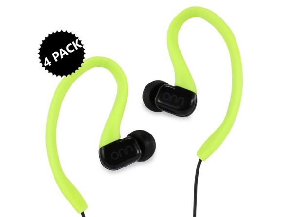 ONN In-Ear Sport Wired Headphones with In-Line One-Touch Microphone 4-Pack