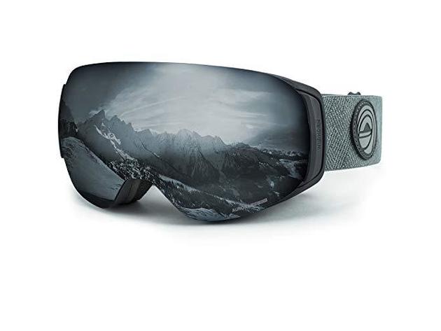 WildHorn Outfitters Adult Roca Ski/Snowboard Goggles Stealth/Jet Black Clip Lock (Refurbished, Open Retail Box)