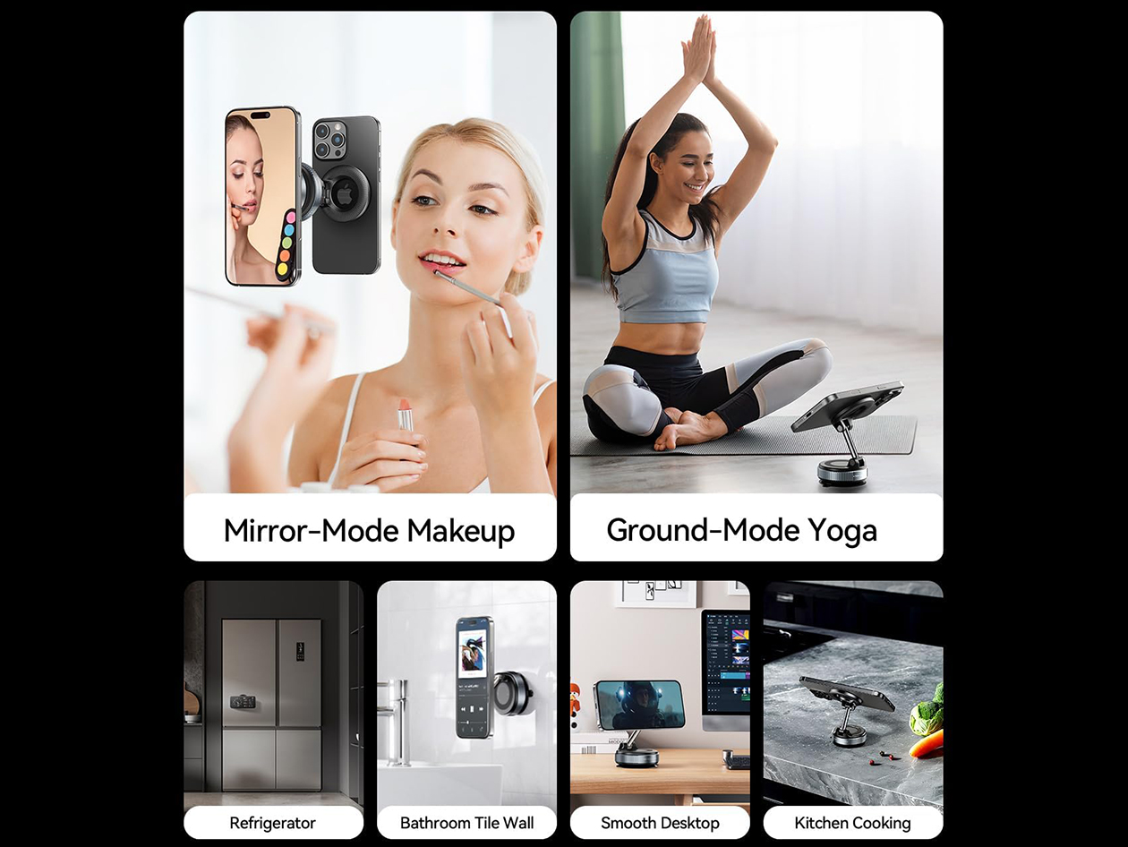 360° Adjustable Magnetic Suction Cup Phone Mount (White/2-Pack)
