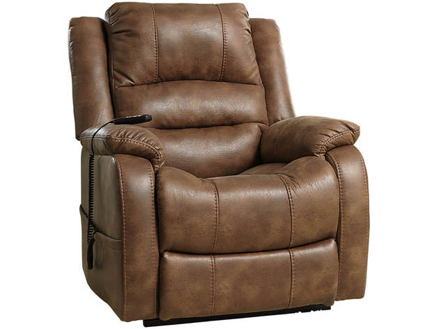 Ashley Signature Design 1090012 Yandel Power Lift Recliner - Saddle