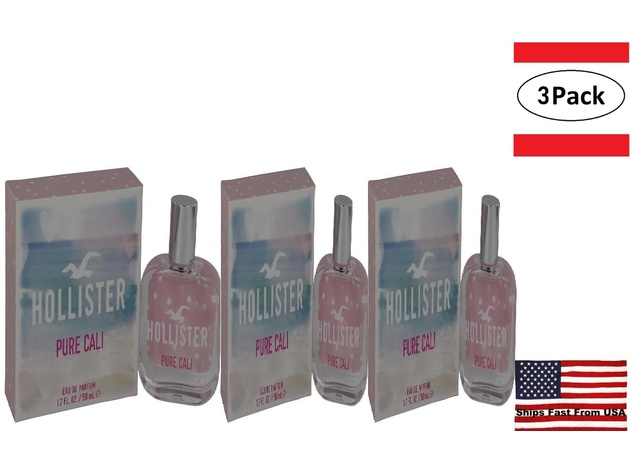 3 Pack Hollister Pure Cali by Hollister Eau De Parfum Spray 1.7 oz for Women
