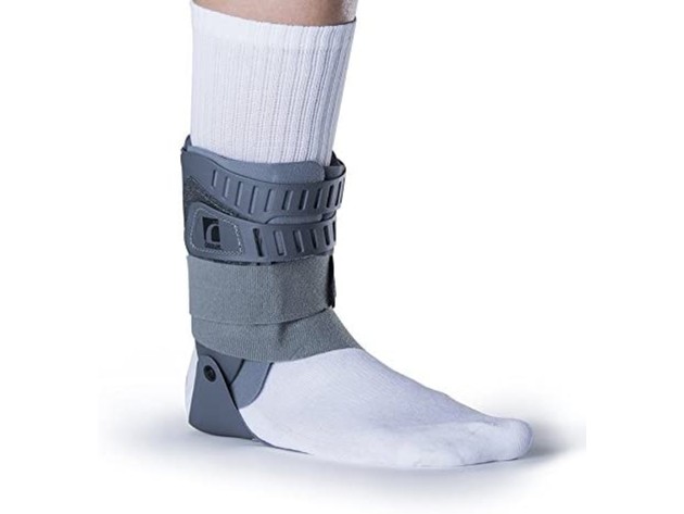 Ossur Rebound Ankle Support Brace with Secured Application Stability Strap, For Right Leg, Size: Small, Gray