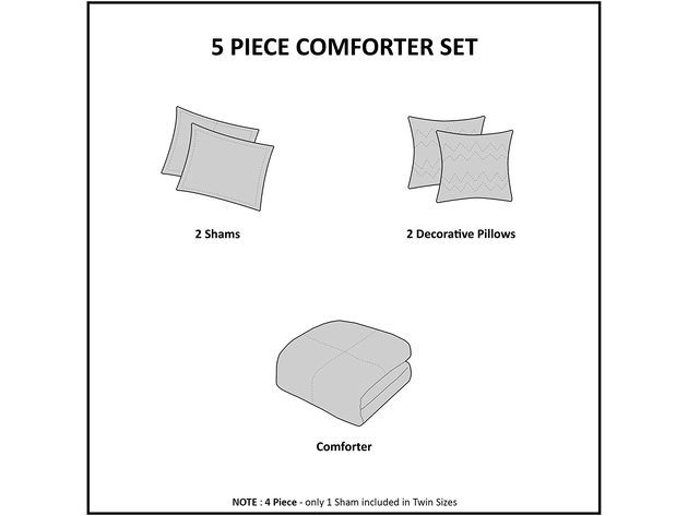 Intelligent Design Raina 5 Piece Comforter Set Full/Queen Grey/Silver