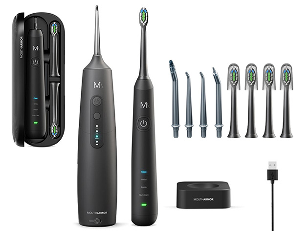 This Complete Set of Toothbrush, Water Flosser & Brush Heads is Perfect for Removing Plaque and More