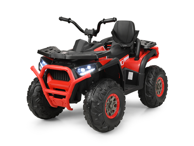 Costway 12V Kids Electric 4-Wheeler ATV Quad 2 Speeds Ride On Car w/MP3&LED Lights White - Red