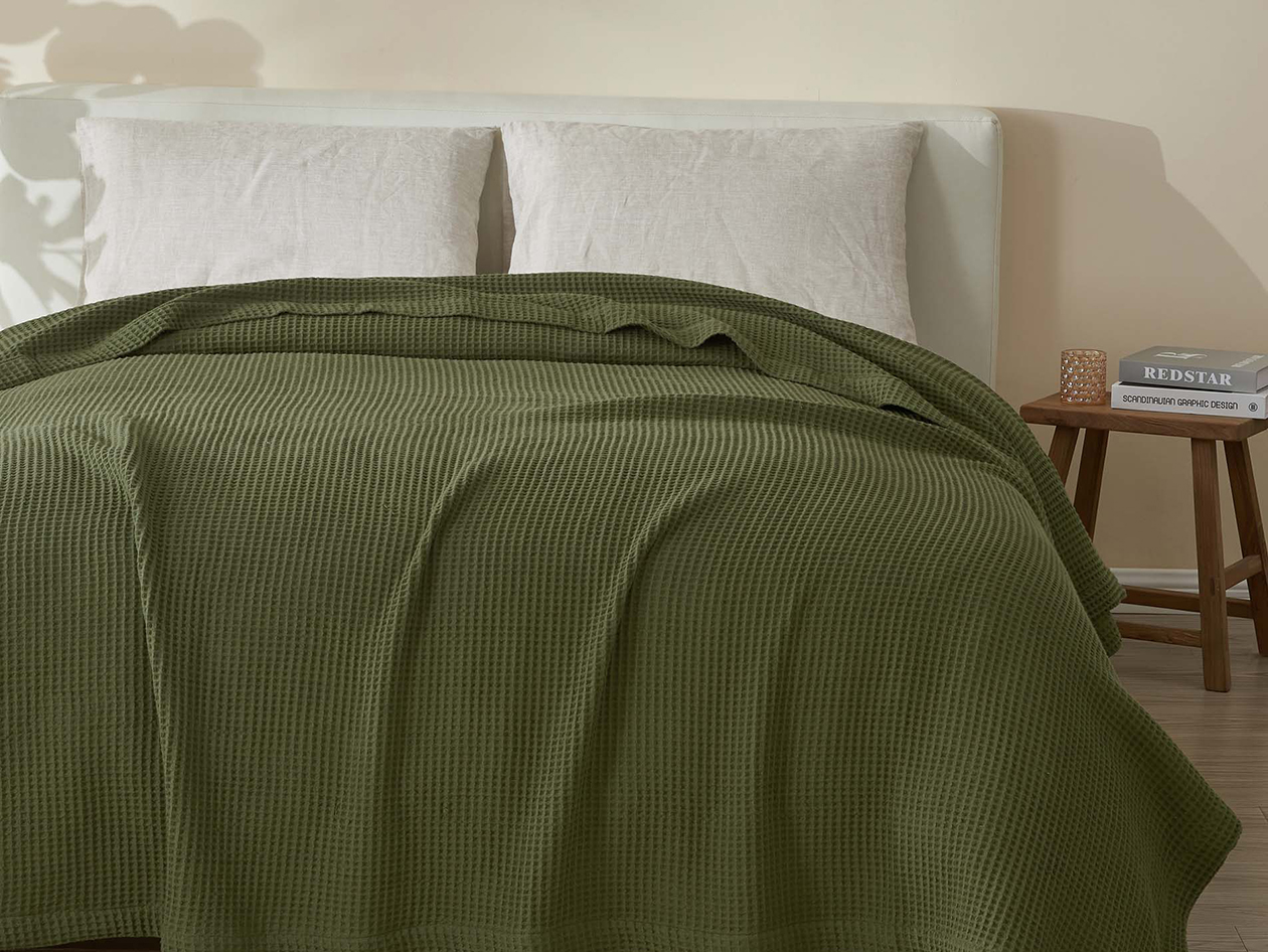 Vintage Cotton Waffle Blanket