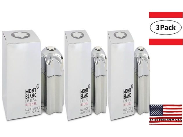 3 Pack Montblanc Emblem Intense by Mont Blanc Eau De Toilette Spray 2 oz for Men